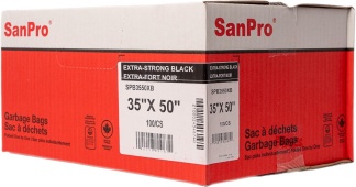 SanPro® Black Polyethylene Garbage Bags 35'' x 50'' X-Strong CS/100.